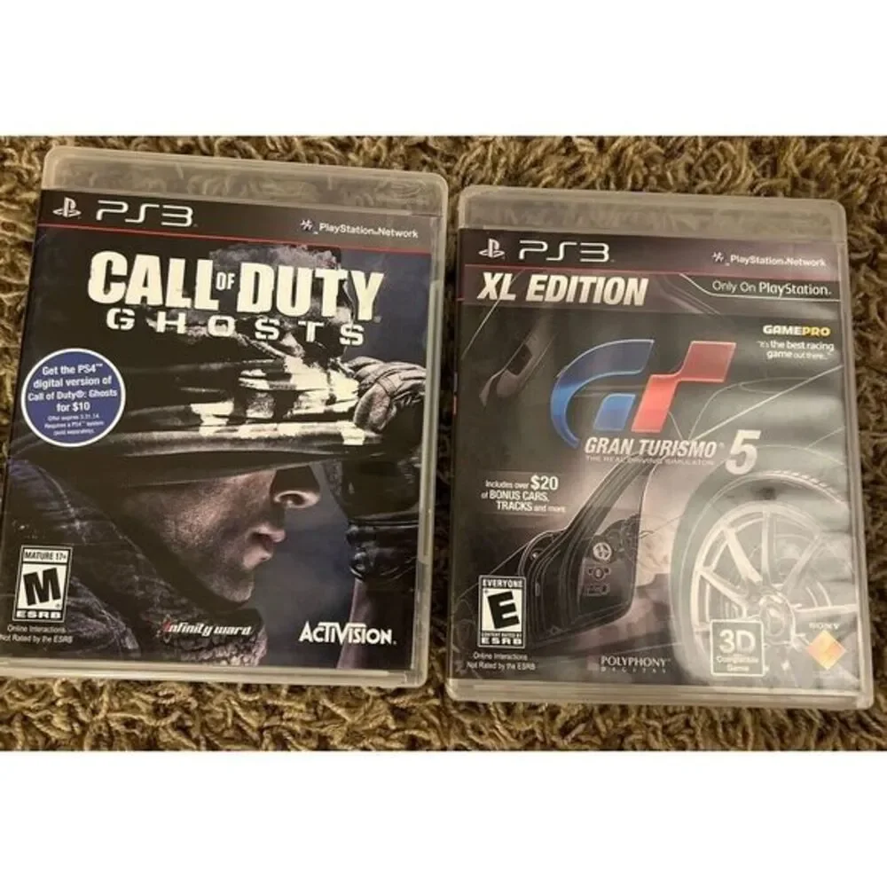 Playstation 3 PS3 Lot 2 Games Call Of Duty Ghosts & Grand Turismo 5‎ XL Edition